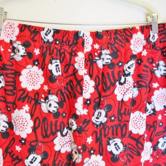 Disney Womens Flannel Pajama/Lounge Pants Mickey&Minnie, Red, Tie Close Size 2XL - Picture 9 of 13